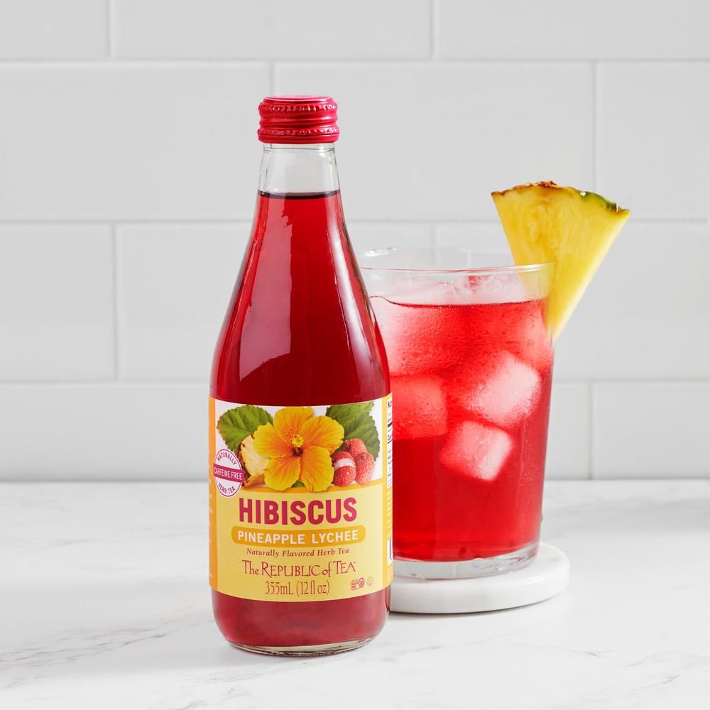 View 2 of Hibiscus Pineapple Lychee Bottled Iced Tea - 12 oz
