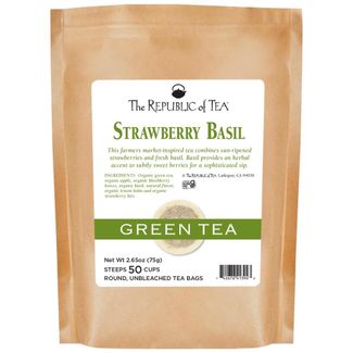 Organic Strawberry Basil Green Round Tea Bags