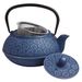 View 2 of Blue Floral Cast Iron Teapot
