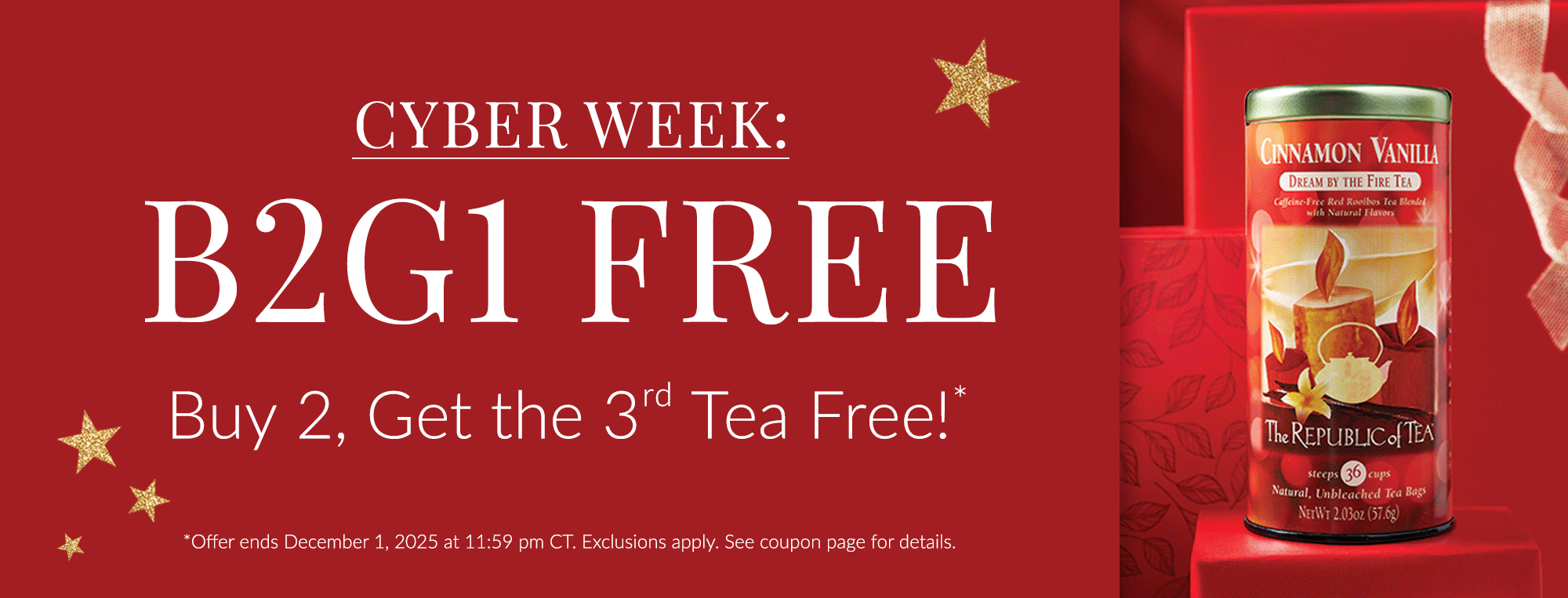 Cyber Week: Buy 2, Get the 3rd Tea Free!